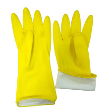 Yellow Household Latex Rubber Gloves Waterproof Cleaning Gloves